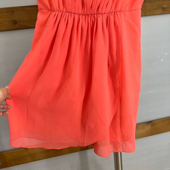 NWOT (Plenty) Propaganda Coral Pleated Tulip Wrap Hem Sleeveless Midi Dress Sz M - Picture 3 of 10
